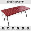 imageSmiry Rectangle Picnic Table Cloth Elastic Waterproof Fitted Vinyl Tablecloth for 6 FT Tables Flannel Backed Buffalo Plaid Table Covers for Dining Camping Outdoor Black and White 30quot x 72quotRed and Black