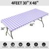 imageSmiry Rectangle Picnic Table Cloth Elastic Waterproof Fitted Vinyl Tablecloth for 6 FT Tables Flannel Backed Buffalo Plaid Table Covers for Dining Camping Outdoor Black and White 30quot x 72quotPurple and White