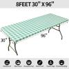 imageSmiry Rectangle Picnic Table Cloth Elastic Waterproof Fitted Vinyl Tablecloth for 6 FT Tables Flannel Backed Buffalo Plaid Table Covers for Dining Camping Outdoor Black and White 30quot x 72quotSage Green and White