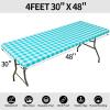 imageSmiry Rectangle Picnic Table Cloth Elastic Waterproof Fitted Vinyl Tablecloth for 6 FT Tables Flannel Backed Buffalo Plaid Table Covers for Dining Camping Outdoor Black and White 30quot x 72quotTeal and White