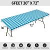 imageSmiry Rectangle Picnic Table Cloth Elastic Waterproof Fitted Vinyl Tablecloth for 6 FT Tables Flannel Backed Buffalo Plaid Table Covers for Dining Camping Outdoor Black and White 30quot x 72quotTurquoise and White