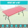 imageSmiry Rectangle Picnic Table Cloth Elastic Waterproof Fitted Vinyl Tablecloth for 6 FT Tables Flannel Backed Buffalo Plaid Table Covers for Dining Camping Outdoor Black and White 30quot x 72quotRed and White