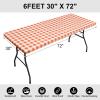 imageSmiry Rectangle Picnic Table Cloth Elastic Waterproof Fitted Vinyl Tablecloth for 6 FT Tables Flannel Backed Buffalo Plaid Table Covers for Dining Camping Outdoor Black and White 30quot x 72quotOrange and White