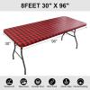 imageSmiry Rectangle Picnic Table Cloth Elastic Waterproof Fitted Vinyl Tablecloth for 6 FT Tables Flannel Backed Buffalo Plaid Table Covers for Dining Camping Outdoor Black and White 30quot x 72quotRed and Black
