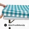 imageSmiry Rectangle Picnic Table Cloth Elastic Waterproof Fitted Vinyl Tablecloth for 6 FT Tables Flannel Backed Buffalo Plaid Table Covers for Dining Camping Outdoor Black and White 30quot x 72quotTurquoise and White