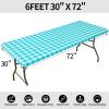 imageSmiry Rectangle Picnic Table Cloth Elastic Waterproof Fitted Vinyl Tablecloth for 6 FT Tables Flannel Backed Buffalo Plaid Table Covers for Dining Camping Outdoor Black and White 30quot x 72quotTeal and White