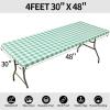 imageSmiry Rectangle Picnic Table Cloth Elastic Waterproof Fitted Vinyl Tablecloth for 6 FT Tables Flannel Backed Buffalo Plaid Table Covers for Dining Camping Outdoor Black and White 30quot x 72quotSage Green and White