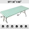 imageSmiry Rectangle Picnic Table Cloth Elastic Waterproof Fitted Vinyl Tablecloth for 6 FT Tables Flannel Backed Buffalo Plaid Table Covers for Dining Camping Outdoor Black and White 30quot x 72quotSage Green and White