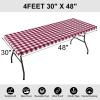 imageSmiry Rectangle Picnic Table Cloth Elastic Waterproof Fitted Vinyl Tablecloth for 6 FT Tables Flannel Backed Buffalo Plaid Table Covers for Dining Camping Outdoor Black and White 30quot x 72quotBurgundy and White