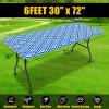 imageSmiry Rectangle Picnic Table Cloth Waterproof Elastic Fitted Outdoor Tablecloths for 6 Foot Tables Wipeable Flannel Backed Vinyl Table Cover for Camping Dining and Indoor 30quotx72quot GreyBlue