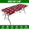 imageSmiry Rectangle Picnic Table Cloth Waterproof Elastic Fitted Outdoor Tablecloths for 6 Foot Tables Wipeable Flannel Backed Vinyl Table Cover for Camping Dining and Indoor 30quotx72quot GreyBlack  Red