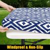 imageSmiry Rectangle Picnic Table Cloth Waterproof Elastic Fitted Outdoor Tablecloths for 6 Foot Tables Wipeable Flannel Backed Vinyl Table Cover for Camping Dining and Indoor 30quotx72quot GreyNavy