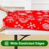 imageSmiry Rectangle Picnic Table Cloth Waterproof Elastic Fitted Outdoor Tablecloths for 6 Foot Tables Wipeable Flannel Backed Vinyl Table Cover for Camping Dining and Indoor 30quotx72quot GreyChirstmas Red