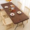 imageSmiry Rectangle Picnic Table Cloth Waterproof Elastic Fitted Outdoor Tablecloths for 6 Foot Tables Wipeable Flannel Backed Vinyl Table Cover for Camping Dining and Indoor 30quotx72quot GreyBrown