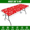 imageSmiry Rectangle Picnic Table Cloth Waterproof Elastic Fitted Outdoor Tablecloths for 6 Foot Tables Wipeable Flannel Backed Vinyl Table Cover for Camping Dining and Indoor 30quotx72quot GreyChirstmas Red