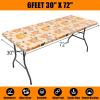 imageSmiry Rectangle Picnic Table Cloth Waterproof Elastic Fitted Outdoor Tablecloths for 6 Foot Tables Wipeable Flannel Backed Vinyl Table Cover for Camping Dining and Indoor 30quotx72quot GreyOrange