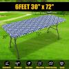 imageSmiry Rectangle Picnic Table Cloth Waterproof Elastic Fitted Outdoor Tablecloths for 6 Foot Tables Wipeable Flannel Backed Vinyl Table Cover for Camping Dining and Indoor 30quotx72quot GreyNavy