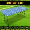 imageSmiry Rectangle Picnic Table Cloth Waterproof Elastic Fitted Outdoor Tablecloths for 6 Foot Tables Wipeable Flannel Backed Vinyl Table Cover for Camping Dining and Indoor 30quotx72quot GreyBlue