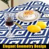 imageSmiry Rectangle Picnic Table Cloth Waterproof Elastic Fitted Outdoor Tablecloths for 6 Foot Tables Wipeable Flannel Backed Vinyl Table Cover for Camping Dining and Indoor 30quotx72quot GreyNavy