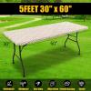 imageSmiry Rectangle Picnic Table Cloth Waterproof Elastic Fitted Outdoor Tablecloths for 6 Foot Tables Wipeable Flannel Backed Vinyl Table Cover for Camping Dining and Indoor 30quotx72quot GreyKhaki