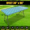 imageSmiry Rectangle Picnic Table Cloth Waterproof Elastic Fitted Outdoor Tablecloths for 6 Foot Tables Wipeable Flannel Backed Vinyl Table Cover for Camping Dining and Indoor 30quotx72quot GreyTeal