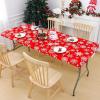 imageSmiry Rectangle Picnic Table Cloth Waterproof Elastic Fitted Outdoor Tablecloths for 6 Foot Tables Wipeable Flannel Backed Vinyl Table Cover for Camping Dining and Indoor 30quotx72quot GreyChirstmas Red
