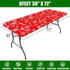 imageSmiry Rectangle Picnic Table Cloth Waterproof Elastic Fitted Outdoor Tablecloths for 6 Foot Tables Wipeable Flannel Backed Vinyl Table Cover for Camping Dining and Indoor 30quotx72quot GreyChirstmas Red