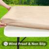 imageSmiry Rectangle Picnic Table Cloth Waterproof Elastic Fitted Outdoor Tablecloths for 6 Foot Tables Wipeable Flannel Backed Vinyl Table Cover for Camping Dining and Indoor 30quotx72quot GreyBeige