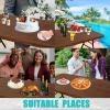 imageSmiry Rectangle Picnic Table Cloth Waterproof Elastic Fitted Outdoor Tablecloths for 6 Foot Tables Wipeable Flannel Backed Vinyl Table Cover for Camping Dining and Indoor 30quotx72quot GreyBrown