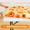 imageSmiry Rectangle Picnic Table Cloth Waterproof Elastic Fitted Outdoor Tablecloths for 6 Foot Tables Wipeable Flannel Backed Vinyl Table Cover for Camping Dining and Indoor 30quotx72quot GreyGold