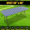imageSmiry Rectangle Picnic Table Cloth Waterproof Elastic Fitted Outdoor Tablecloths for 6 Foot Tables Wipeable Flannel Backed Vinyl Table Cover for Camping Dining and Indoor 30quotx72quot GreyNavy