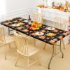 imageSmiry Rectangle Picnic Table Cloth Waterproof Elastic Fitted Outdoor Tablecloths for 6 Foot Tables Wipeable Flannel Backed Vinyl Table Cover for Camping Dining and Indoor 30quotx72quot GreyBlack  Yellow