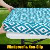 imageSmiry Rectangle Picnic Table Cloth Waterproof Elastic Fitted Outdoor Tablecloths for 6 Foot Tables Wipeable Flannel Backed Vinyl Table Cover for Camping Dining and Indoor 30quotx72quot GreyTeal