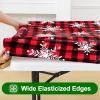 imageSmiry Rectangle Picnic Table Cloth Waterproof Elastic Fitted Outdoor Tablecloths for 6 Foot Tables Wipeable Flannel Backed Vinyl Table Cover for Camping Dining and Indoor 30quotx72quot GreyBlack  Red
