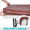 imageSmiry Rectangle Picnic Table Cloth Waterproof Elastic Fitted Outdoor Tablecloths for 6 Foot Tables Wipeable Flannel Backed Vinyl Table Cover for Camping Dining and Indoor 30quotx72quot GreyReddish Brown