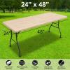 imageSmiry Rectangle Picnic Table Cloth Waterproof Elastic Fitted Outdoor Tablecloths for 6 Foot Tables Wipeable Flannel Backed Vinyl Table Cover for Camping Dining and Indoor 30quotx72quot GreyBeige
