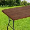 imageSmiry Rectangle Picnic Table Cloth Waterproof Elastic Fitted Outdoor Tablecloths for 6 Foot Tables Wipeable Flannel Backed Vinyl Table Cover for Camping Dining and Indoor 30quotx72quot GreyBrown