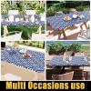 imageSmiry Rectangle Picnic Table Cloth Waterproof Elastic Fitted Outdoor Tablecloths for 6 Foot Tables Wipeable Flannel Backed Vinyl Table Cover for Camping Dining and Indoor 30quotx72quot GreyNavy