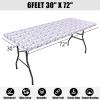 imageSmiry Rectangle Picnic Table Cloth Waterproof Elastic Fitted Outdoor Tablecloths for 6 Foot Tables Wipeable Flannel Backed Vinyl Table Cover for Camping Dining and Indoor 30quotx72quot GreyPink