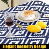 imageSmiry Rectangle Picnic Table Cloth Waterproof Elastic Fitted Outdoor Tablecloths for 6 Foot Tables Wipeable Flannel Backed Vinyl Table Cover for Camping Dining and Indoor 30quotx72quot GreyNavy