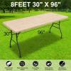 imageSmiry Rectangle Picnic Table Cloth Waterproof Elastic Fitted Outdoor Tablecloths for 6 Foot Tables Wipeable Flannel Backed Vinyl Table Cover for Camping Dining and Indoor 30quotx72quot GreyBeige