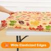 imageSmiry Rectangle Picnic Table Cloth Waterproof Elastic Fitted Outdoor Tablecloths for 6 Foot Tables Wipeable Flannel Backed Vinyl Table Cover for Camping Dining and Indoor 30quotx72quot GreyRust