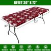 imageSmiry Rectangle Picnic Table Cloth Waterproof Elastic Fitted Outdoor Tablecloths for 6 Foot Tables Wipeable Flannel Backed Vinyl Table Cover for Camping Dining and Indoor 30quotx72quot GreyBlack  Red