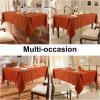 imageSmiry Rectangle Thanksgiving Tablecloth 52x70 Inch Fall Waterproof Damask Table Cloth Autumn Leaves Fabric Jacquard Table Covers for Harvest Parties and Holiday Dinner TurquoiseRust