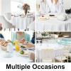 imageSmiry Round Table Cloth Waterproof AntiScratch Polyester Tablecloth Decorative Washable Fabric Table Cover for Dining Buffet Parties and Outdoor 60x60 BeigeWhite