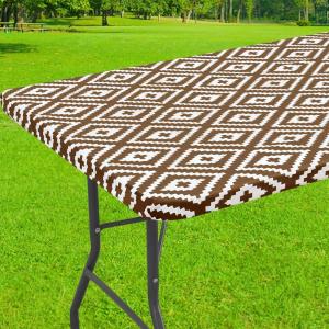 imageSmiry Rectangle Picnic Table Cloth Waterproof Elastic Fitted Outdoor Tablecloths for 6 Foot Tables Wipeable Flannel Backed Vinyl Table Cover for Camping Dining and Indoor 30quotx72quot GreyCoffee