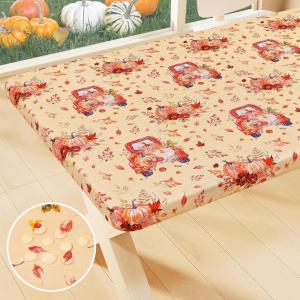 imageSmiry Rectangle Picnic Table Cloth Waterproof Elastic Fitted Outdoor Tablecloths for 6 Foot Tables Wipeable Flannel Backed Vinyl Table Cover for Camping Dining and Indoor 30quotx72quot GreyYellow