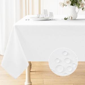 imageSmiry Rectangle Table Cloth Linen Textured Waterproof Spillproof AntiWrinkle Burlap Tablecloth Washable Decorative Fabric Table Cover for Dining Party Banquet 52 x 70 Inch Sage GreenWhite