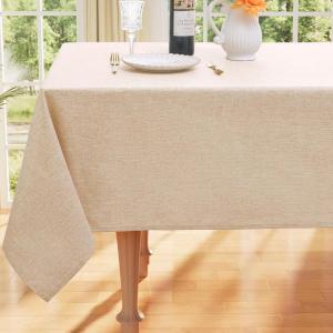 imageSmiry Rectangle Table Cloth Linen Textured Waterproof Spillproof AntiWrinkle Burlap Tablecloth Washable Decorative Fabric Table Cover for Dining Party Banquet 52 x 70 Inch Sage GreenChampagne
