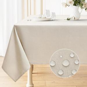 imageSmiry Rectangle Table Cloth Linen Textured Waterproof Spillproof AntiWrinkle Burlap Tablecloth Washable Decorative Fabric Table Cover for Dining Party Banquet 52 x 70 Inch Sage GreenBeige